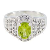 Peridot Halo African 925 Silver Green Gemstone Mid weight Feminine Ring Jewellery