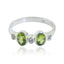 Peridot Halo American 92.5 Silver Green Gems Dainty Trendy Ring Jewelry