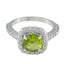 Peridot Halo Egyptian 92.5 Silver Green Gemstones Slim Fairytale Ring Jewelry