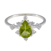 Peridot Halo American 925 Sterling Silver Green Gemstones Delicate Modern Ring Jewellery
