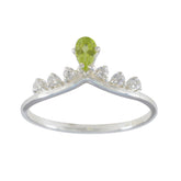 Peridot Halo Japanese 92.5 Silver Green Gemstones Minimalist Trendy Ring Jewelry
