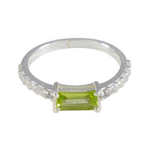 Peridot Halo Korean Sterling Silver Green Gemstone Delicate Abstract Ring Jewellery