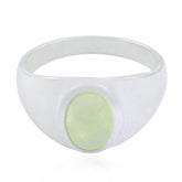 Prehnite Solitaire Indian Sterling Silver Green Gemstone Minimal Abstract Ring Jewellery