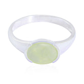 Prehnite Solitaire Turkish Sterling Silver Green Gemstones Dainty Abstract Ring Jewelry