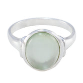 Prehnite Solitaire Russian Sterling Silver Green Gemstone Minimal Modern Ring Jewelry