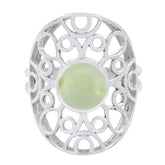 Prehnite Solitaire Mexican 925 Silver Green Gemstone Minimal Filigree Ring Jewellery