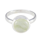 Prehnite Solitaire Russian 925 Sterling Silver Green Gemstone Slim Fairytale Ring Jewellery