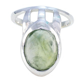 Prehnite Solitaire French 925 Silver Green Gemstones Essential Signet Ring Jewellery
