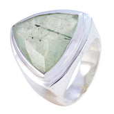 Prehnite Solitaire Egyptian 925 Sterling Silver Green Gemstone Chunky Cocktail Ring Jewelry