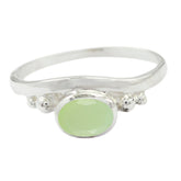 Prehnite Solitaire Japanese Sterling Silver Green Gemstone Delicate Feminine Ring Jewellery