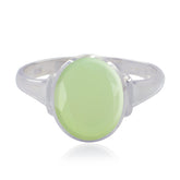 Prehnite Solitaire Egyptian 925 Silver Green Gems Slim Heritage Ring Jewellery