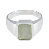 Prehnite Solitaire French 925 Silver Green Gems Mid weight Signet Ring Jewelry