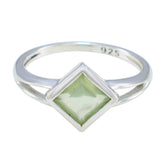 Prehnite Solitaire Korean Silver Green Gemstone Dainty Boho Ring Jewelry