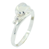Rainbow Moonstone Solitaire Turkish 925 Silver White Gemstones Delicate Graceful Ring Jewelry