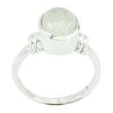 Rainbow Moonstone Solitaire Russian Sterling Silver White Gemstones Classic Feminine Ring Jewellery
