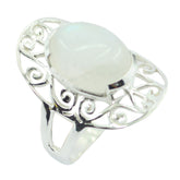 Rainbow Moonstone Solitaire Indian 92.5 Silver White Gemstones Classic Art Deco Ring Jewelry