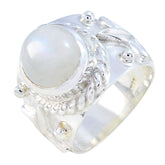 Rainbow Moonstone Solitaire French Sterling Silver White Gems Essential Abstract Ring Jewellery