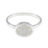 Rainbow Moonstone Solitaire American 92.5 Silver White Gems Dainty Trendy Ring Jewelry