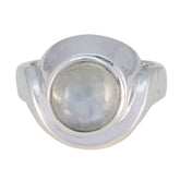 Rainbow Moonstone Solitaire Russian Sterling Silver White Gemstones Mid weight Glamorous Ring Jewellery