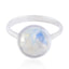 Rainbow Moonstone Solitaire Russian Sterling Silver White Gemstone Tiny Romantic Ring Jewellery