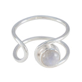 Rainbow Moonstone Solitaire Japanese 925 Sterling Silver White Gems Dainty Luxurious Ring Jewellery