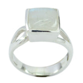 Rainbow Moonstone Solitaire German 92.5 Silver White Gemstones Mid weight Boho Ring Jewelry