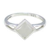 Rainbow Moonstone Solitaire Japanese Sterling Silver White Gemstones Dainty Romantic Ring Jewellery