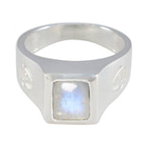 Rainbow Moonstone Solitaire Russian Silver White Gems Versatile Abstract Ring Jewellery