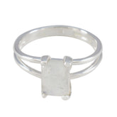 Rainbow Moonstone Solitaire Indian 92.5 Silver White Gemstone Minimal Luxurious Ring Jewellery
