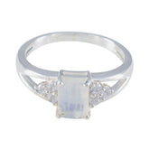 Rainbow Moonstone Halo Turkish 925 Sterling Silver White Gems Dainty Fairytale Ring Jewelry