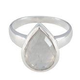 Rainbow Moonstone Solitaire Egyptian 925 Sterling Silver White Gems Minimal valentine Ring Jewelry