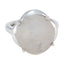 Rainbow Moonstone Solitaire French 925 Silver White Gemstones Minimal Luxurious Ring Jewellery