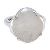 Rainbow Moonstone Solitaire French 925 Silver White Gemstones Minimal Luxurious Ring Jewellery