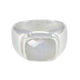 Rainbow Moonstone Solitaire French Sterling Silver White Gems Essential Contemporary Ring Jewellery