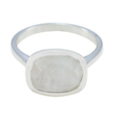 Rainbow Moonstone Solitaire Moroccan 925 Sterling Silver White Gemstones Minimal Glamorous Ring Jewelry