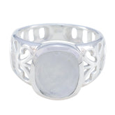 Rainbow Moonstone Solitaire Italian Silver White Gemstone Minimal Filigree Ring Jewellery