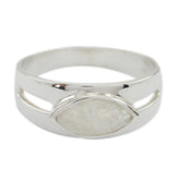 Rainbow Moonstone Solitaire Russian 92.5 Silver White Gemstones Slim Contemporary Ring Jewellery