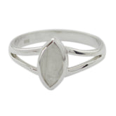 Rainbow Moonstone Solitaire Japanese Sterling Silver White Gemstones Dainty Geometric Ring Jewelry