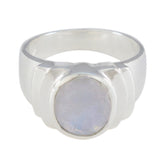 Rainbow Moonstone Solitaire Egyptian 92.5 Silver White Gemstone Eye catching valentine Ring Jewellery