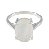 Rainbow Moonstone Solitaire Russian Sterling Silver White Gemstones Featherlight Ethnic Ring Jewelry