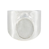 Regenbogen-Mondstein, Solitär, ägyptisches Silber, weiße Edelsteine, vielseitiger Rüstungsring, Schmuck