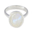 Rainbow Moonstone Solitaire African 92.5 Silver White Gemstone Minimal Traditional Ring Jewellery