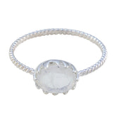 Rainbow Moonstone Solitaire Turkish 925 Silver White Gemstones Elegant Twist Ring Jewellery
