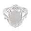 Rainbow Moonstone Solitaire Moroccan Silver White Gemstones Tiny Modern Ring Jewellery