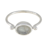 Rainbow Moonstone Solitaire Japanese 925 Silver White Gemstones Dainty Contemporary Ring Jewelry
