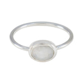 Rainbow Moonstone Solitaire American 925 Silver White Gems Elegant Feminine Ring Jewellery