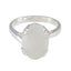 Rainbow Moonstone Solitaire French Silver White Gemstone Tiny Contemporary Ring Jewelry