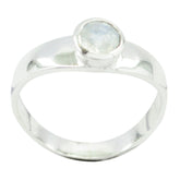 Rainbow Moonstone Solitaire Turkish Sterling Silver White Gems Whisper thin Glamorous Ring Jewellery