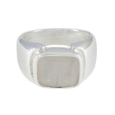 Rainbow Moonstone Solitaire German 925 Silver White Gemstone Essential Abstract Ring Jewelry