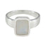 Rainbow Moonstone Solitaire African 925 Sterling Silver White Gems Slim Modern Ring Jewellery